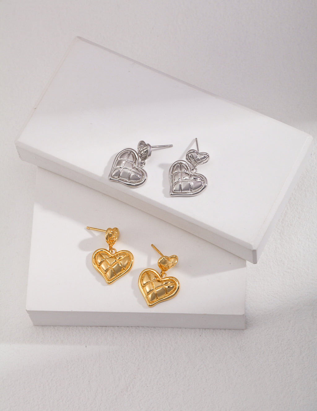 SENLORE Sterling Silver Heart Earrings – Front View