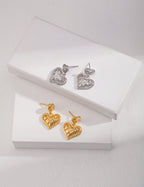 SENLORE Sterling Silver Heart Earrings – Front View