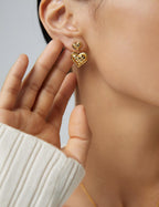 SENLORE Sterling Silver Heart Earrings – Detail Close-up