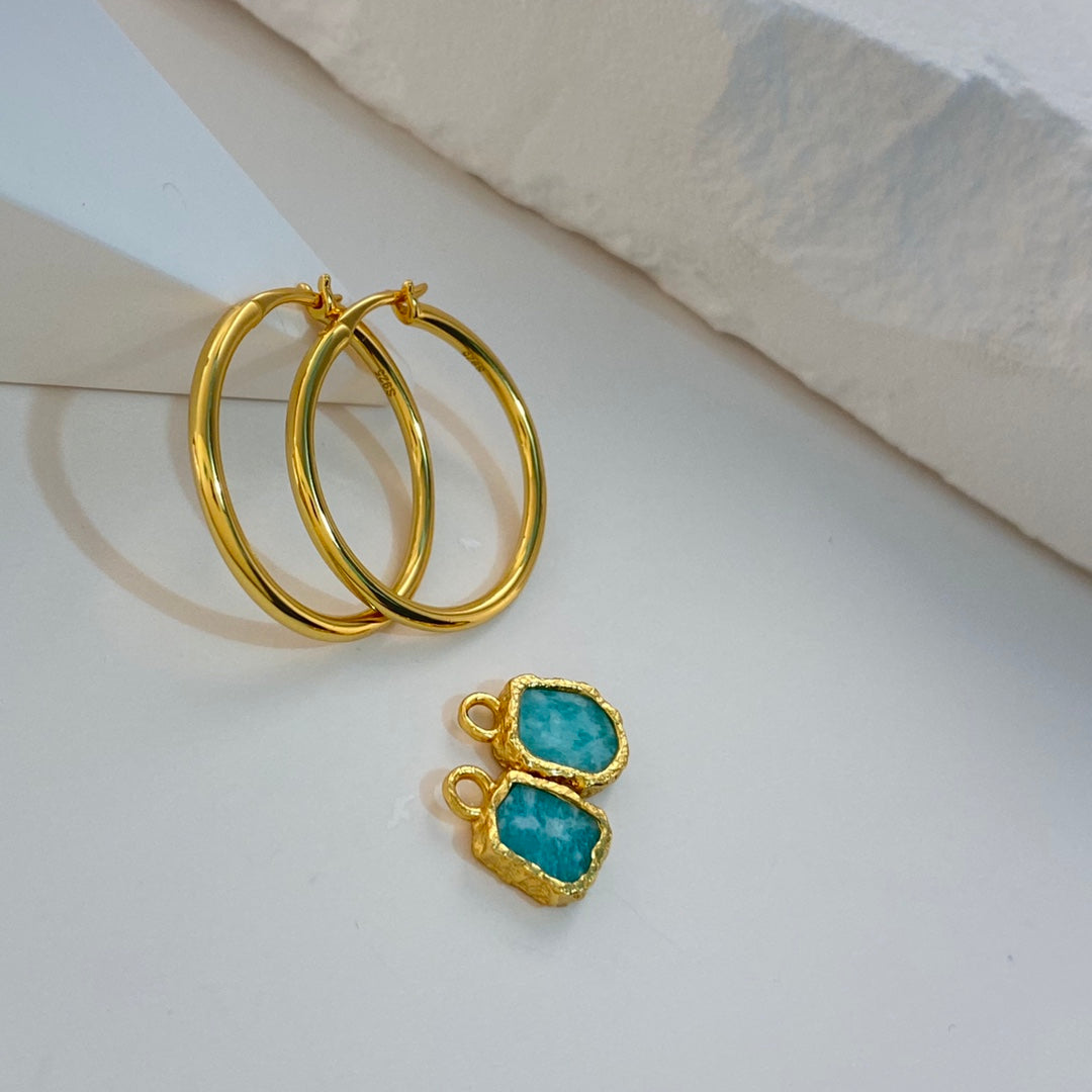 Amazonite Hoop Earrings — Amazonite & 18K Gold Vermeil | SENLORE