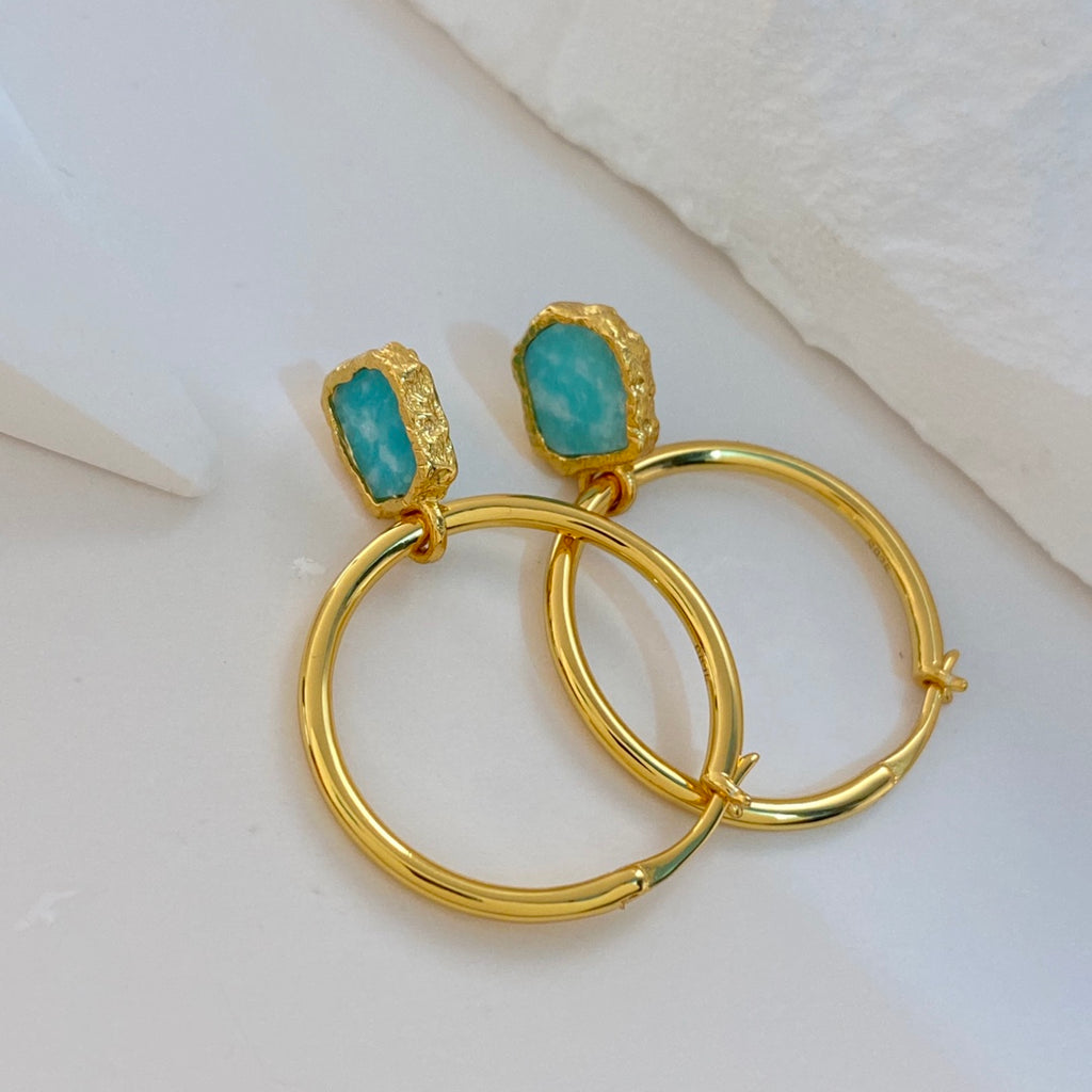 Amazonite Hoop Earrings — Amazonite & 18K Gold Vermeil | SENLORE