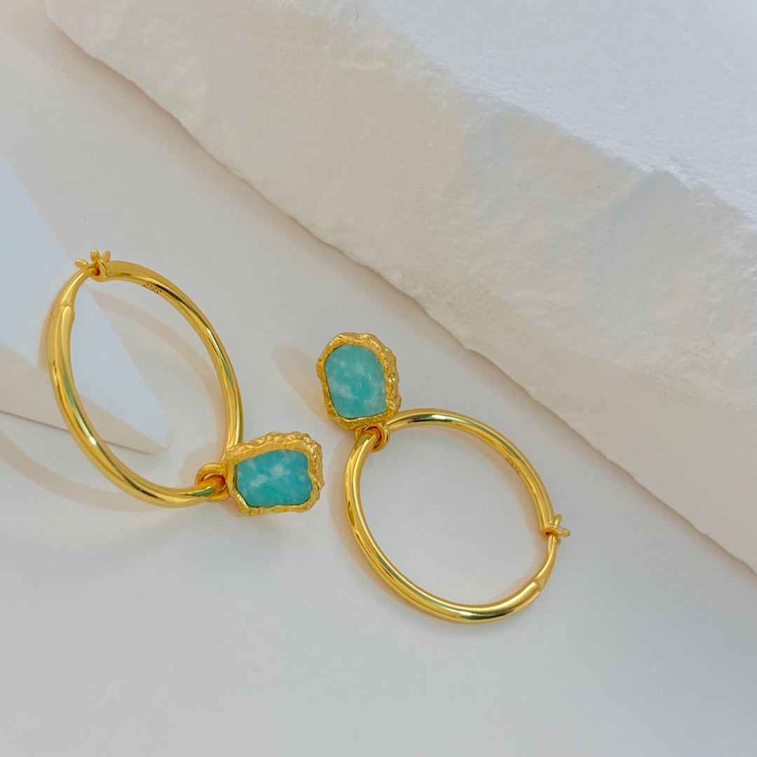 Amazonite Hoop Earrings — Amazonite & 18K Gold Vermeil | SENLORE