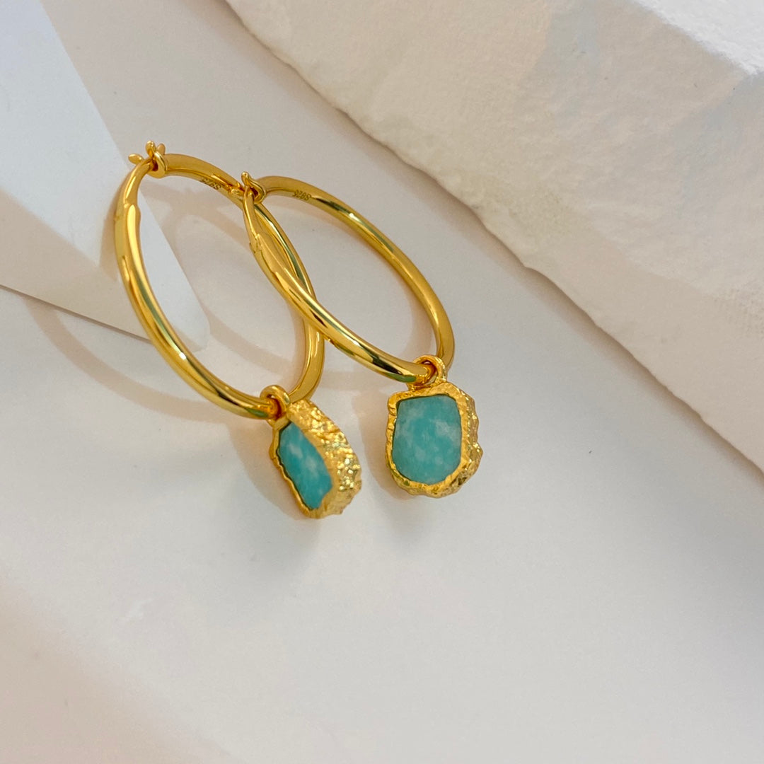 Amazonite Hoop Earrings — Amazonite & 18K Gold Vermeil | SENLORE