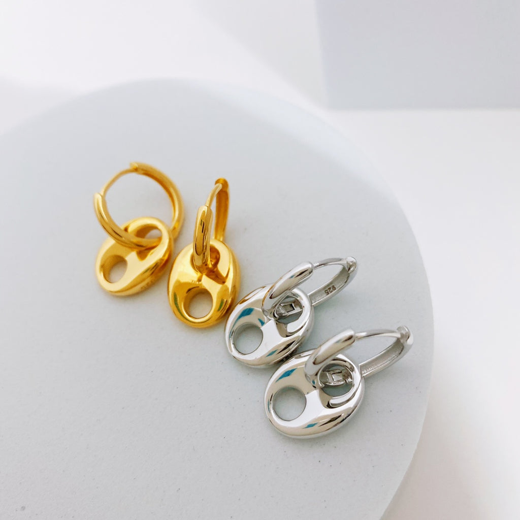 H-Silhouette Drop Earrings — Sterling Silver & 18K Gold Vermeil | SENLORE