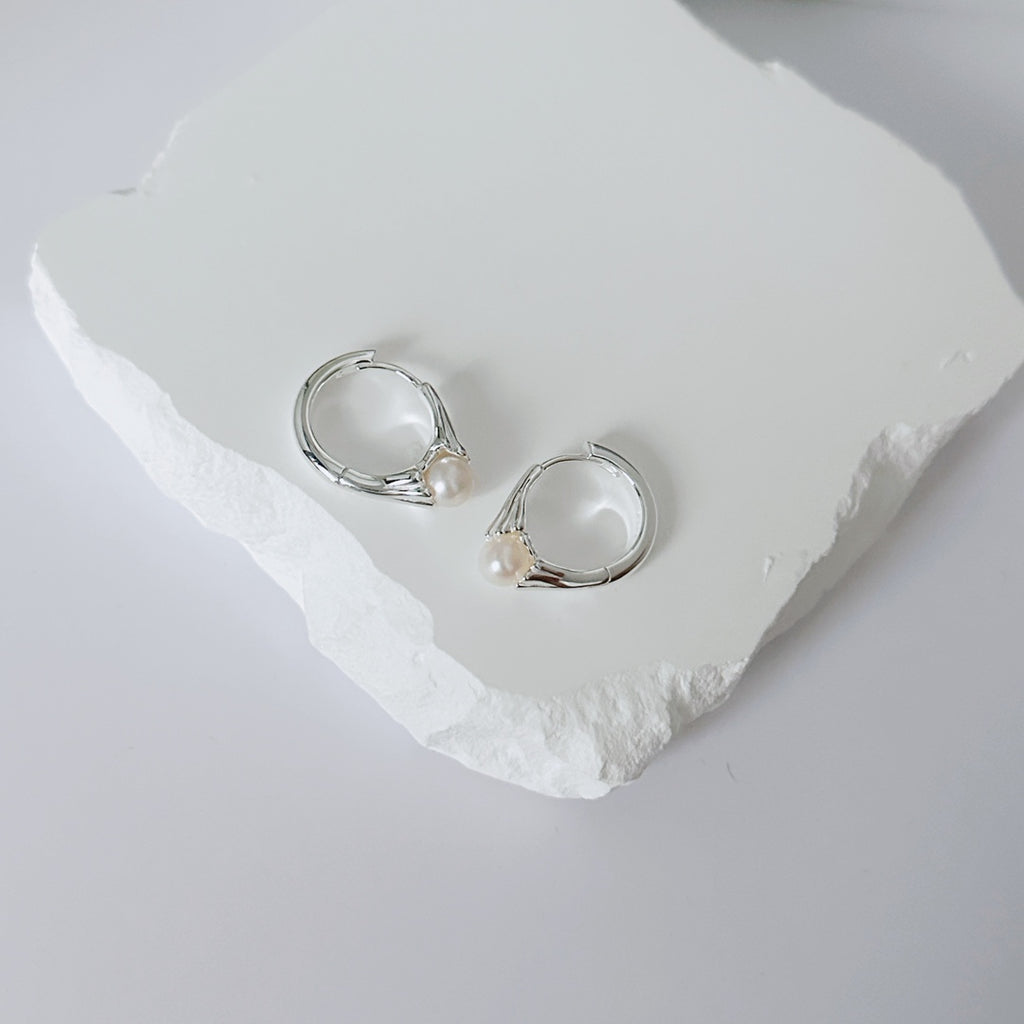 Versatile Pearl Hoop Earrings — Pearl & Sterling Silver | SENLORE