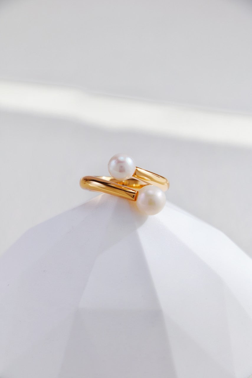 Freshwater Pearl Ring — Pearl, Sterling Silver & 18K Gold Vermeil | SENLORE