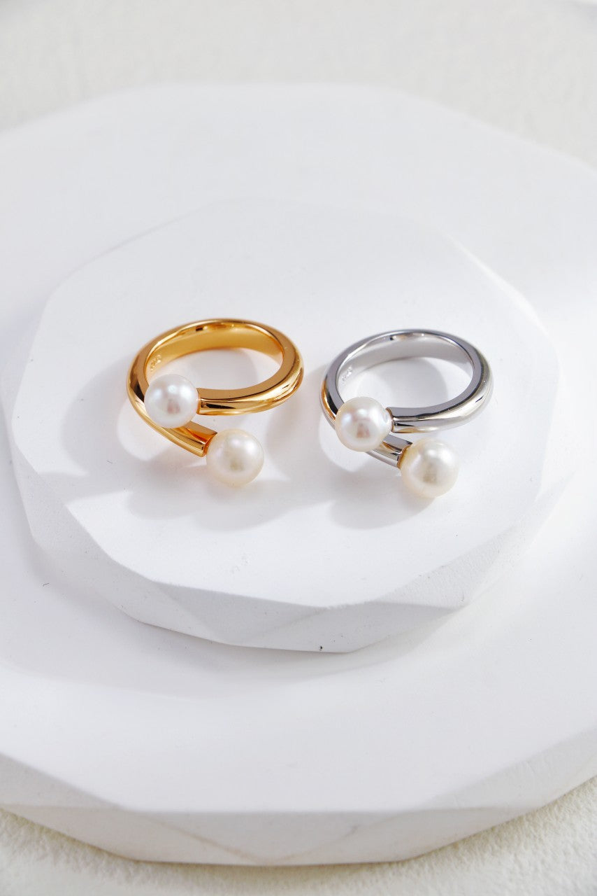 Freshwater Pearl Ring — Pearl, Sterling Silver & 18K Gold Vermeil | SENLORE