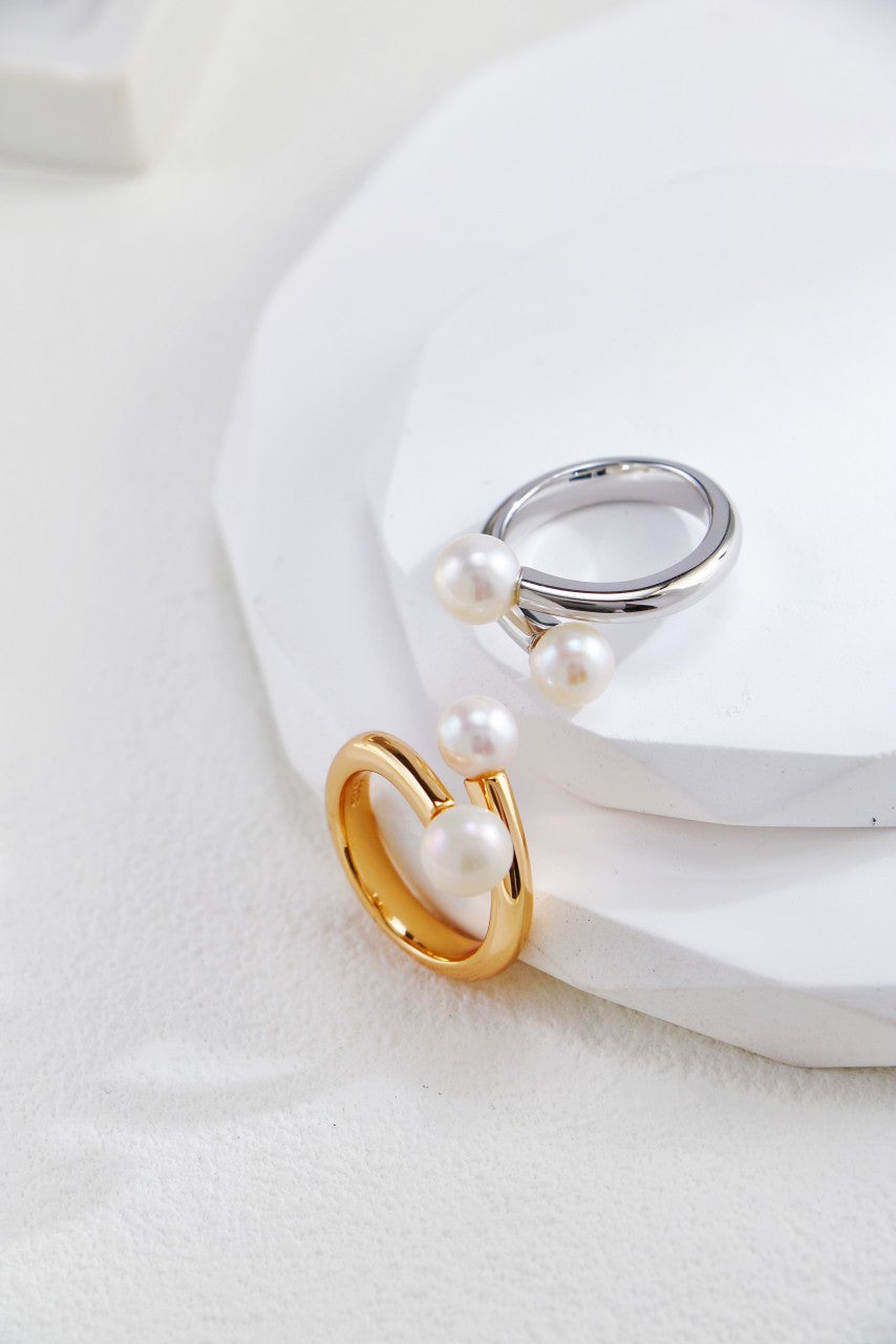 Freshwater Pearl Ring — Pearl, Sterling Silver & 18K Gold Vermeil | SENLORE