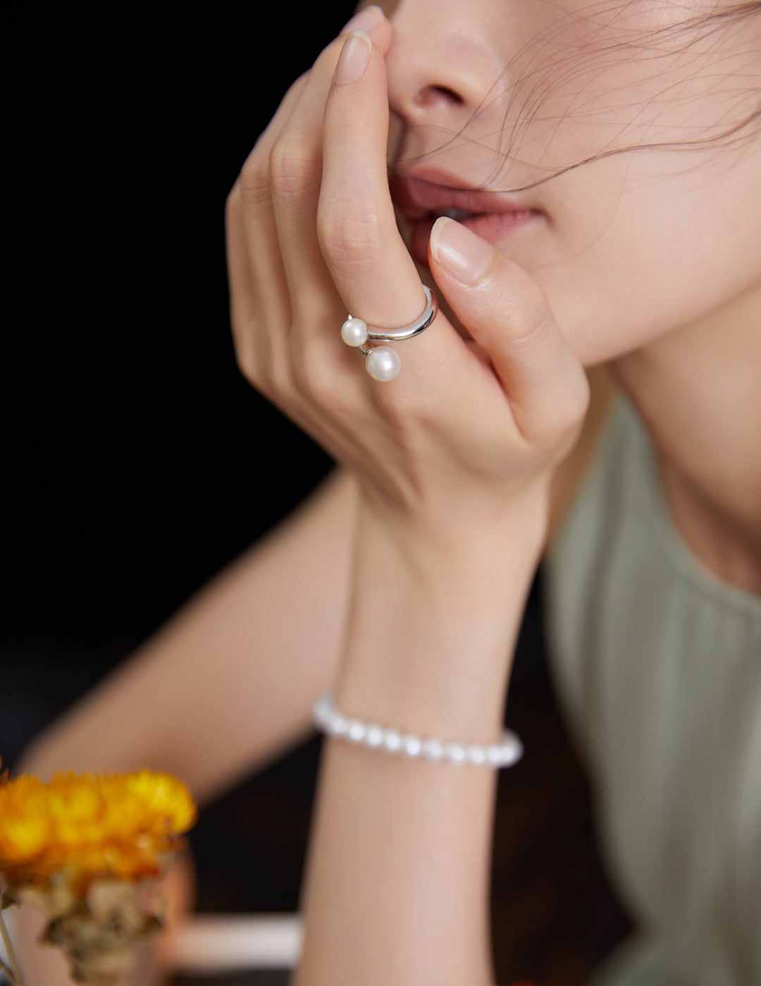 Freshwater Pearl Ring — Pearl, Sterling Silver & 18K Gold Vermeil | SENLORE