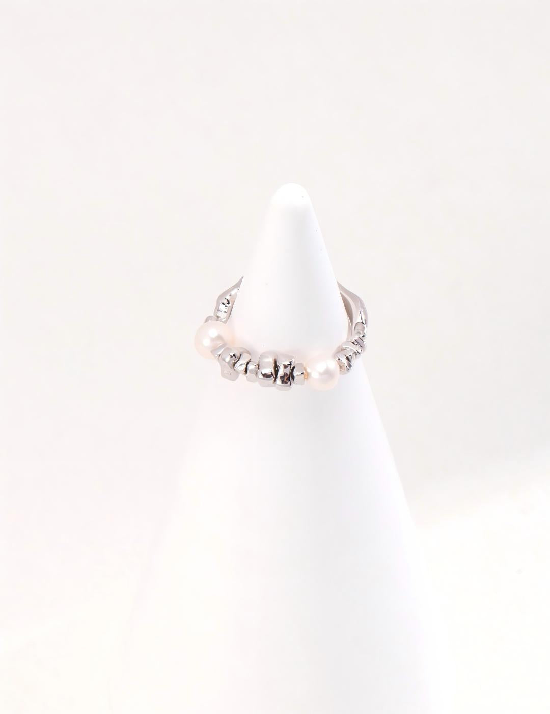 Broken Silver Pearl Ring — Sterling Silver, 18K Gold Vermeil, natural freshwater pearl | SENLORE