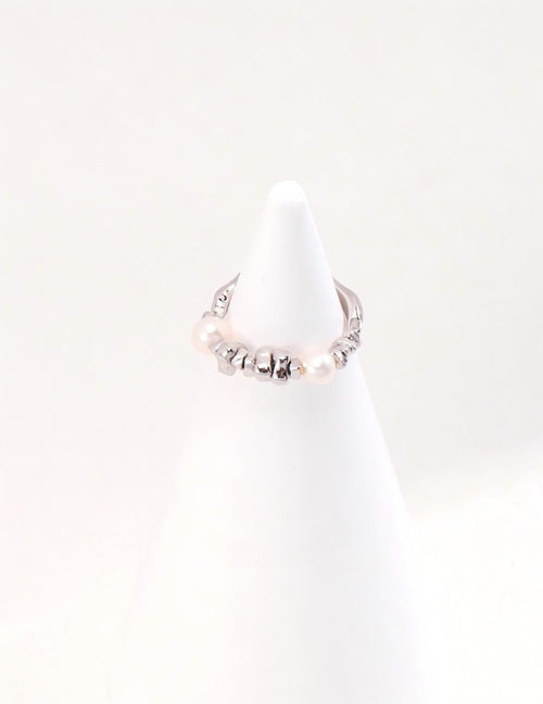Broken Silver Pearl Ring — Sterling Silver, 18K Gold Vermeil, natural freshwater pearl | SENLORE