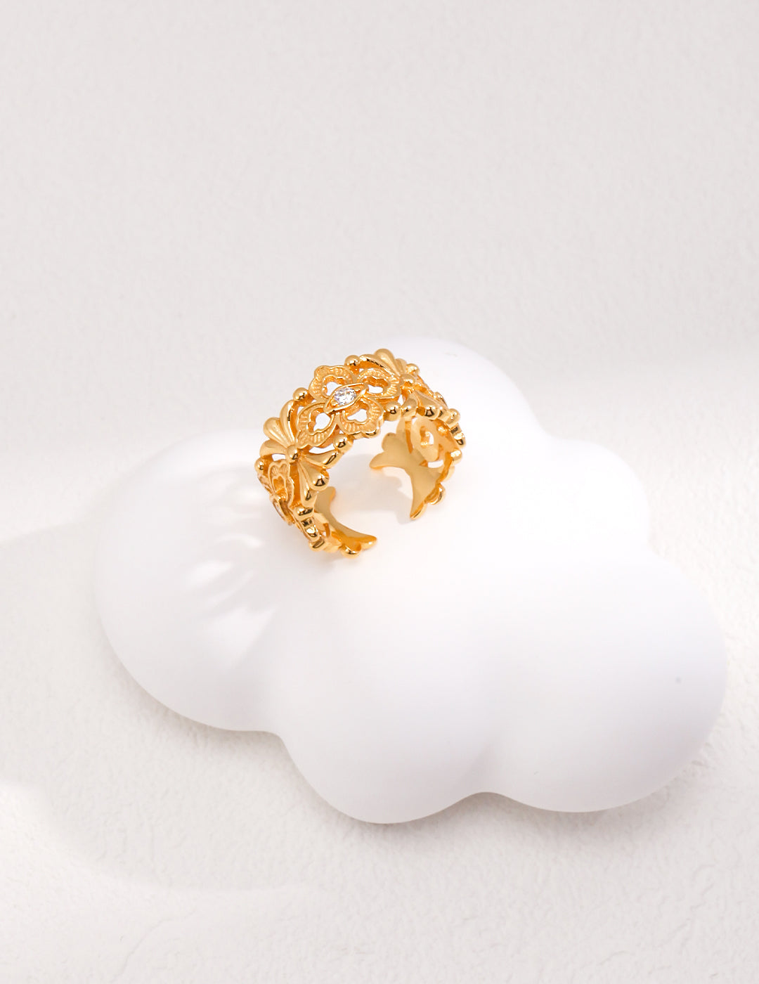 Openwork Iris Zircon Ring — Sterling Silver, 18K Gold Vermeil, cubic zirconia | SENLORE