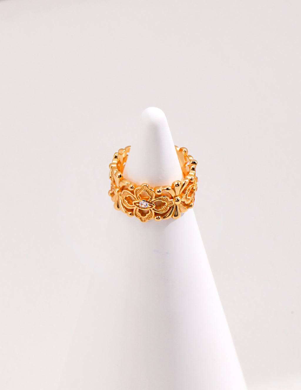 Openwork Iris Zircon Ring — Sterling Silver, 18K Gold Vermeil, cubic zirconia | SENLORE