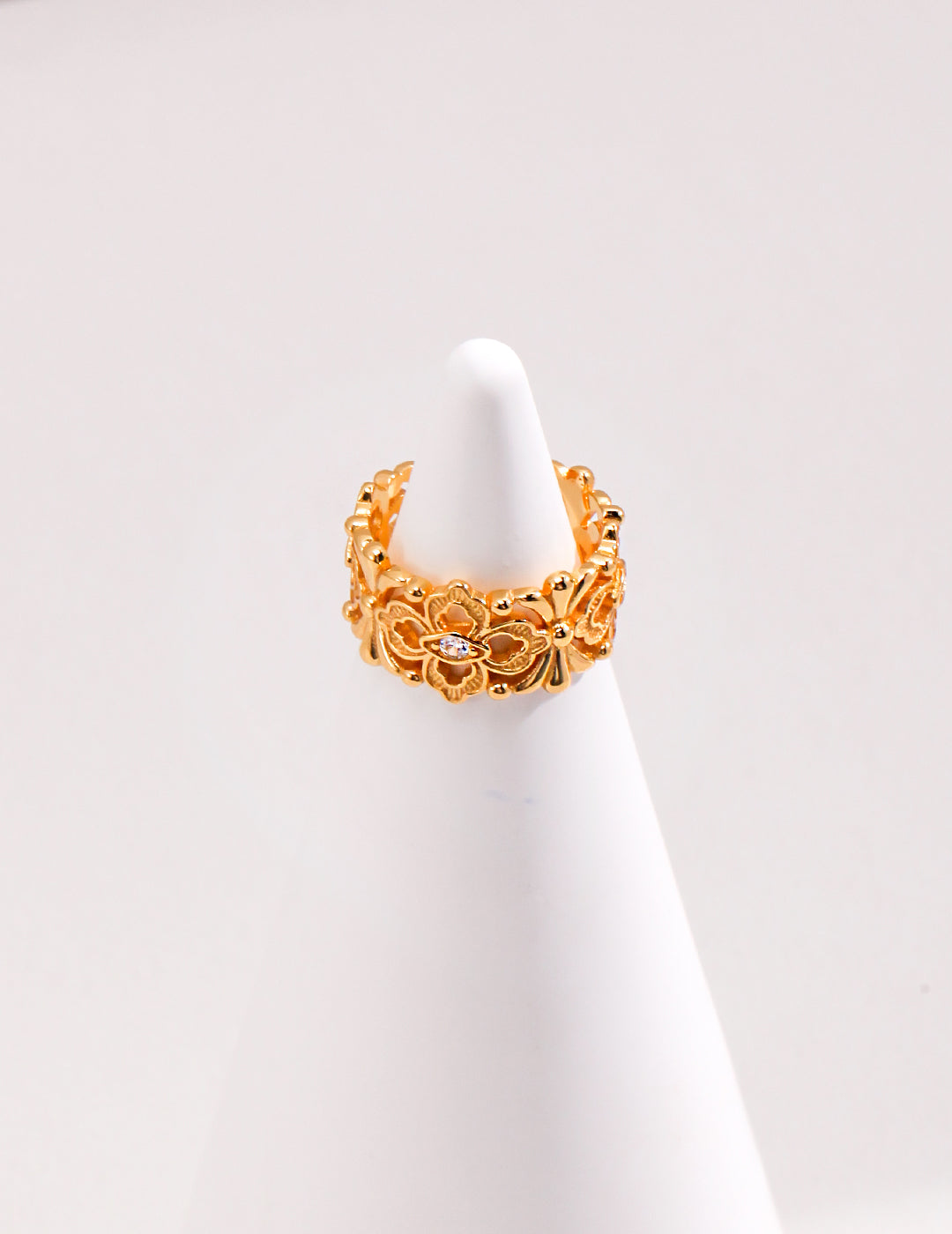 Openwork Iris Zircon Ring — Sterling Silver, 18K Gold Vermeil, cubic zirconia | SENLORE