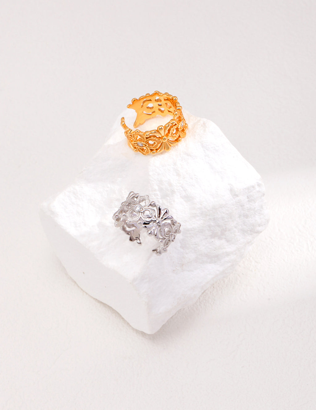 Openwork Iris Zircon Ring — Sterling Silver, 18K Gold Vermeil, cubic zirconia | SENLORE