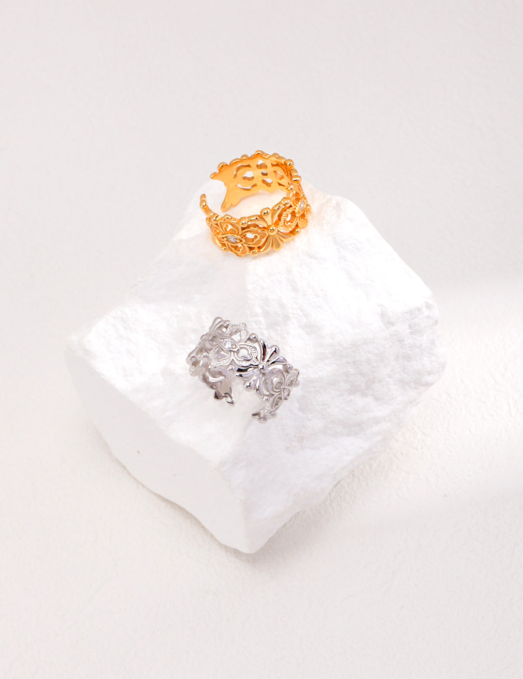 Openwork Iris Zircon Ring — Sterling Silver, 18K Gold Vermeil, cubic zirconia | SENLORE