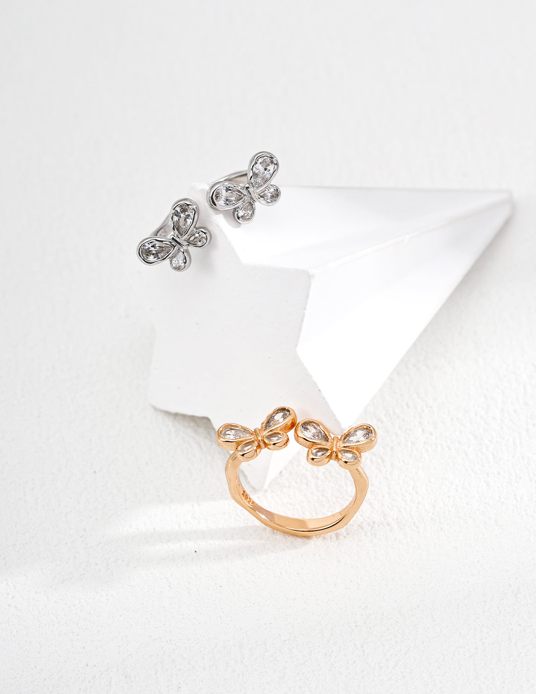 Butterfly Flower Ring — Sterling Silver, 18K Gold Vermeil, cubic zirconia | SENLORE