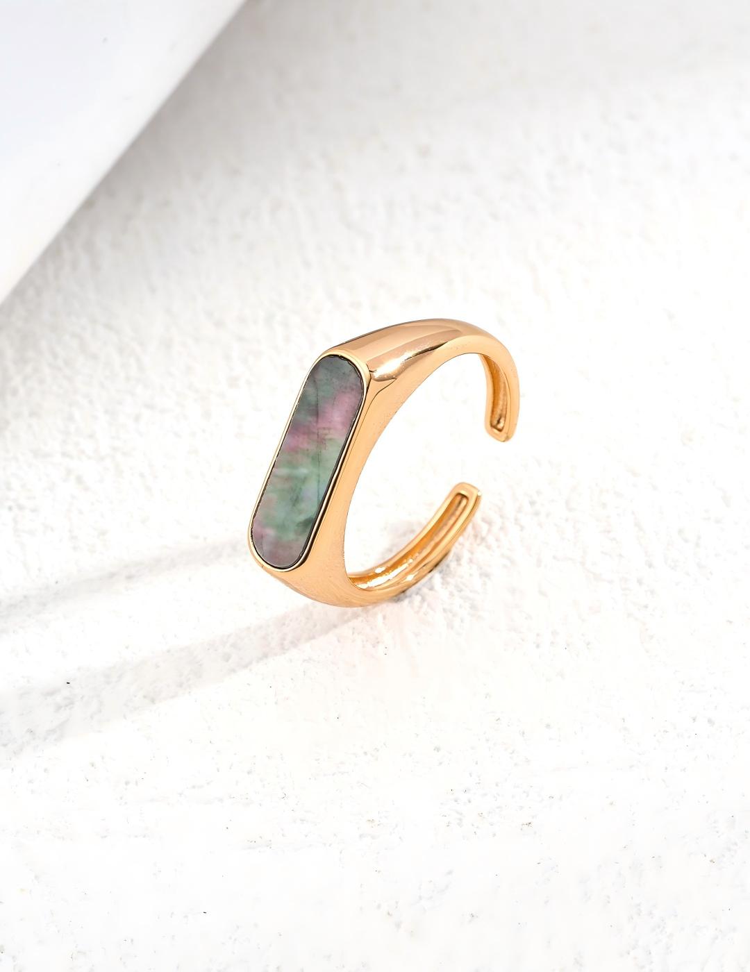 Minimal Black Shell Ring — Sterling Silver, 18K Gold Vermeil, black shell | SENLORE