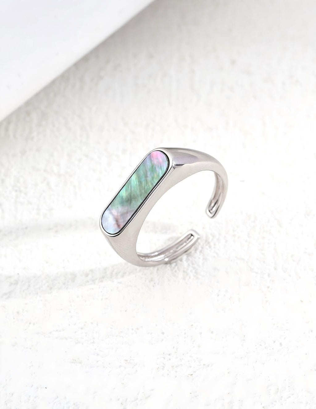 Minimal Black Shell Ring — Sterling Silver, 18K Gold Vermeil, black shell | SENLORE