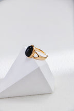 Black Agate Ring — Black Agate & 18K Gold Vermeil | SENLORE