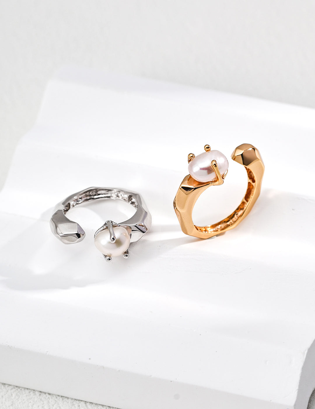 Rock Face Pearl Ring — Sterling Silver, 18K Gold Vermeil, natural freshwater pearl | SENLORE