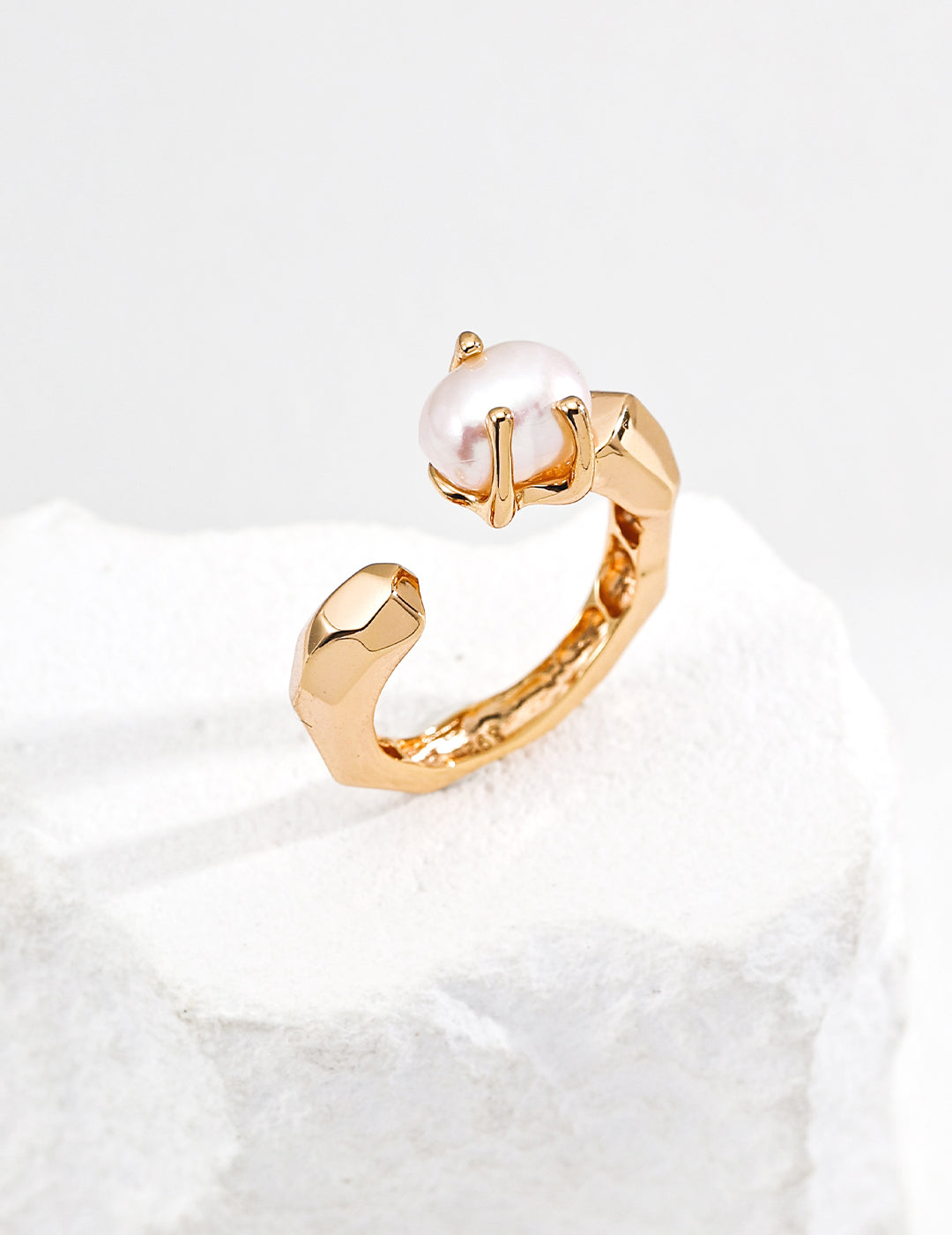 Rock Face Pearl Ring — Sterling Silver, 18K Gold Vermeil, natural freshwater pearl | SENLORE
