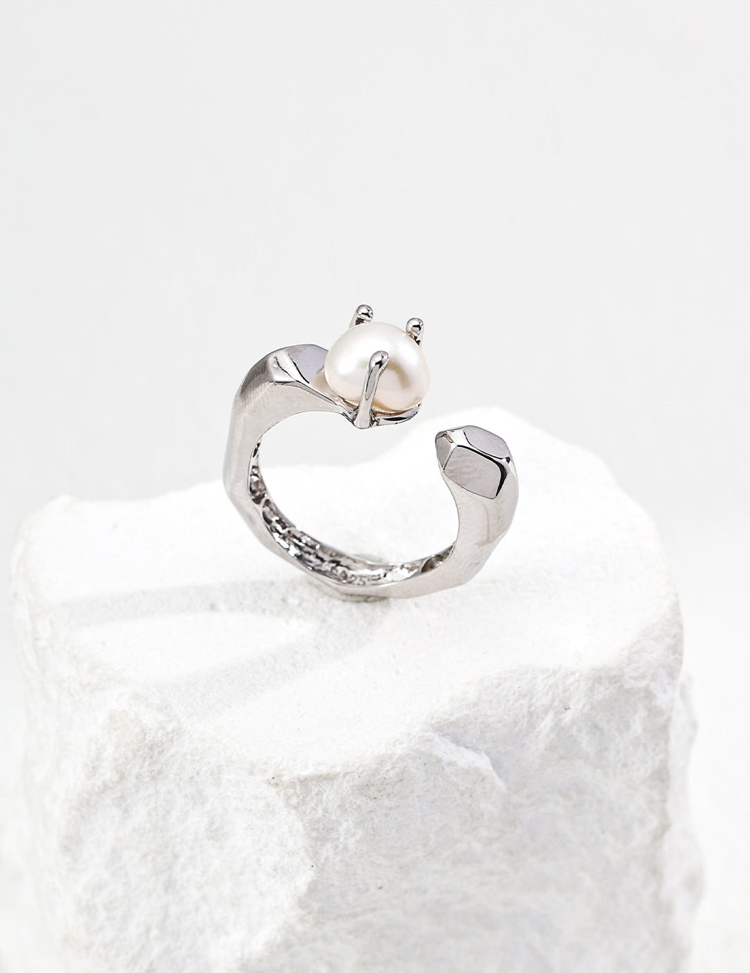 Rock Face Pearl Ring — Sterling Silver, 18K Gold Vermeil, natural freshwater pearl | SENLORE