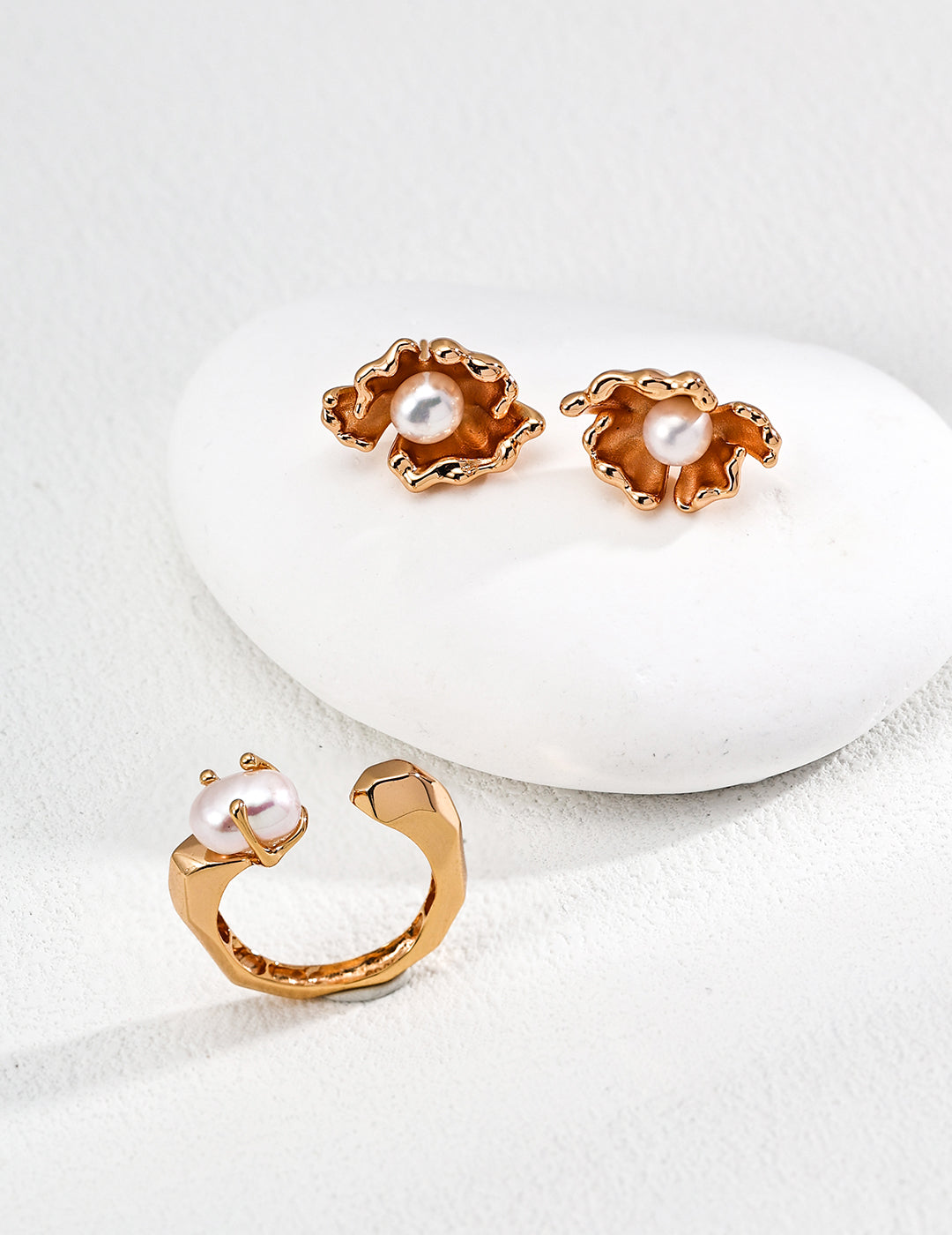 Rock Face Pearl Ring — Sterling Silver, 18K Gold Vermeil, natural freshwater pearl | SENLORE