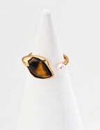 Tiger's Eye Willow Leaf Pearl Ring — 18K Gold Vermeil, natural freshwater pearl, tiger's eye, citrine | SENLORE