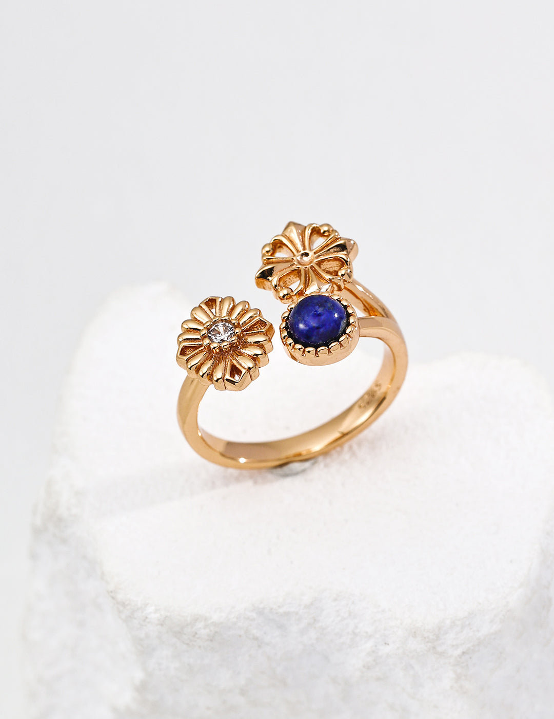 Lapis Floral Ring — 18K Gold Vermeil, lapis lazuli | SENLORE