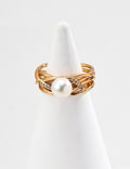 Line Pearl Zircon Ring — Sterling Silver, 18K Gold Vermeil, natural freshwater pearl, cubic zirconia | SENLORE