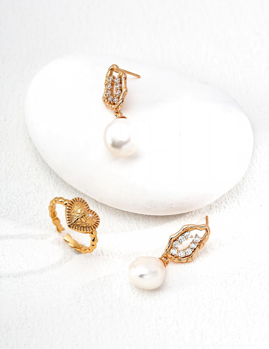 Heart Stone Texture Ring — Sterling Silver, 18K Gold Vermeil | SENLORE