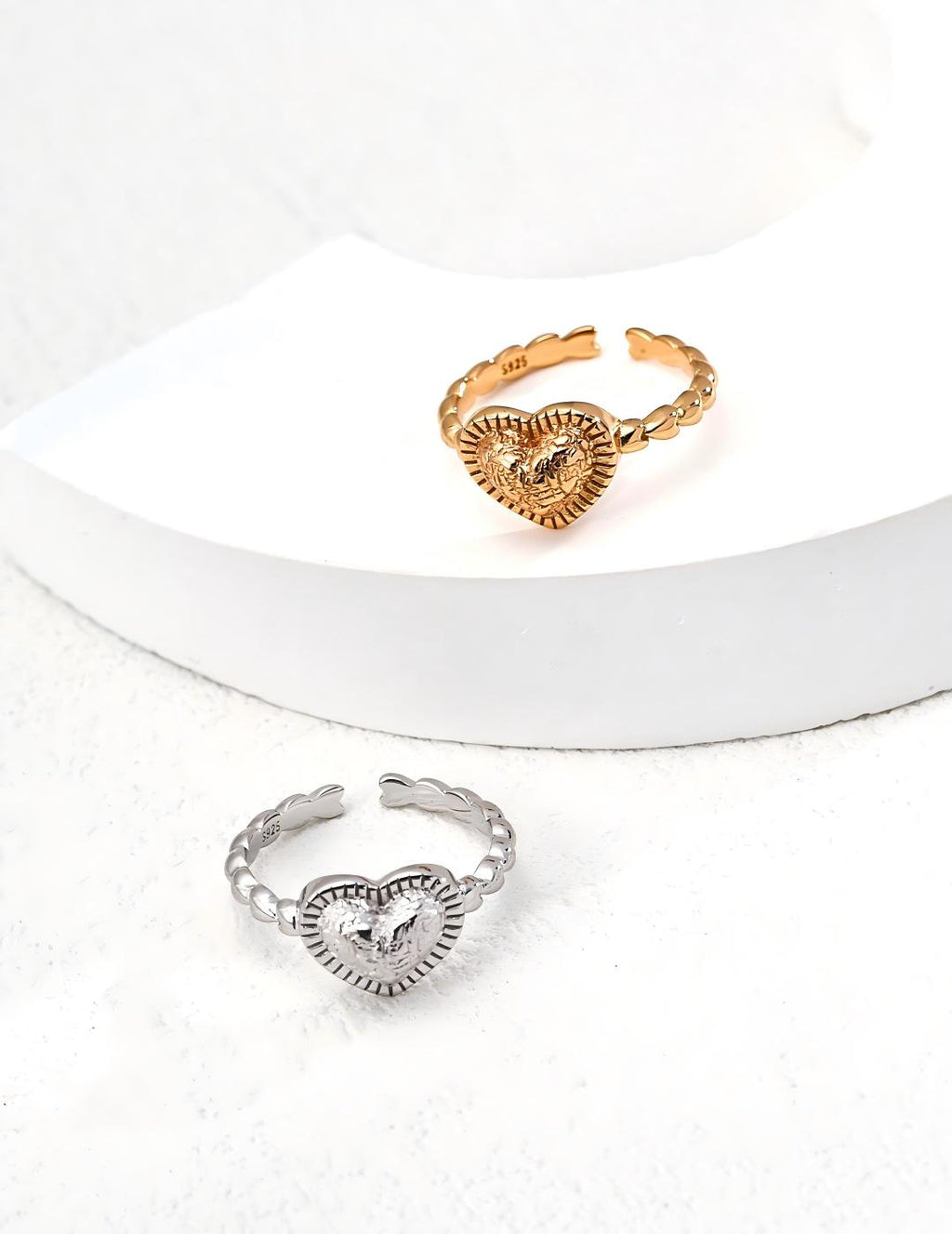 Heart Stone Texture Ring — Sterling Silver, 18K Gold Vermeil | SENLORE