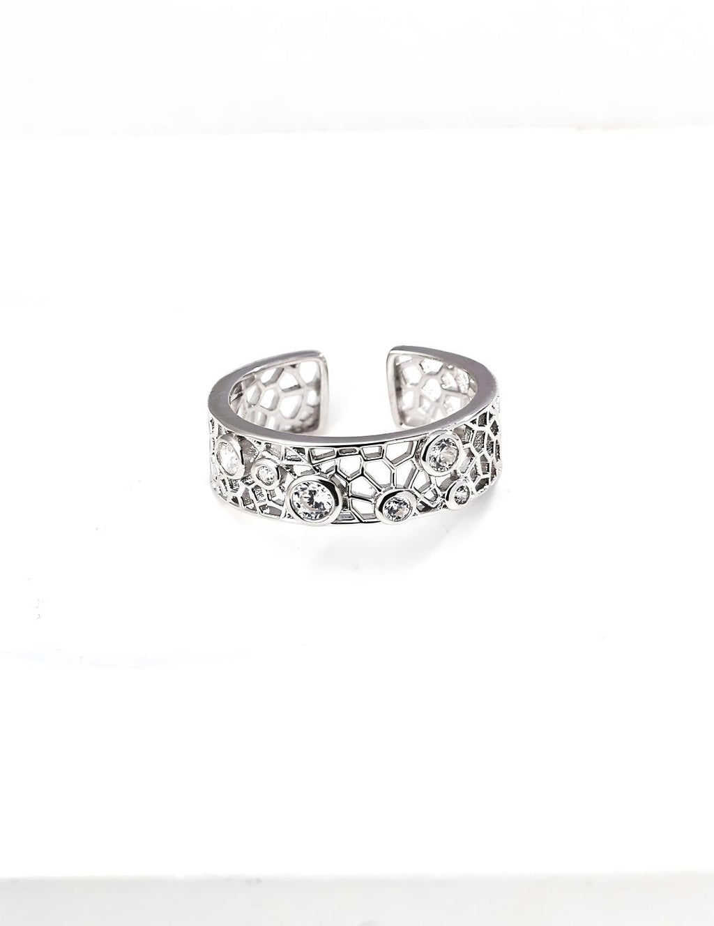 Woven Zircon Ring — Sterling Silver, 18K Gold Vermeil, cubic zirconia | SENLORE