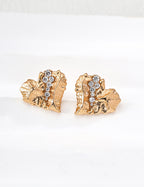 Heart Rock Texture Earrings — 18K Gold Vermeil, cubic zirconia | SENLORE