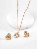 Heart Rock Texture Earrings — 18K Gold Vermeil, cubic zirconia | SENLORE
