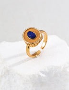 Minimal Raw Gemstone Ring — 18K Gold Vermeil, lapis lazuli, turquoise, red agate | SENLORE