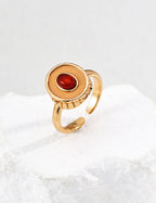 Minimal Raw Gemstone Ring — 18K Gold Vermeil, lapis lazuli, turquoise, red agate | SENLORE