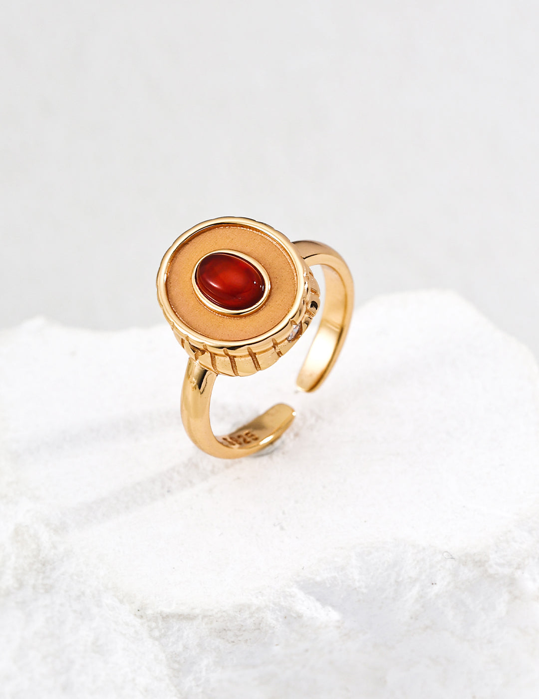 Minimal Raw Gemstone Ring — 18K Gold Vermeil, lapis lazuli, turquoise, red agate | SENLORE
