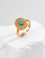 Minimal Raw Gemstone Ring — 18K Gold Vermeil, lapis lazuli, turquoise, red agate | SENLORE
