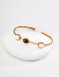 Tiger's Eye Fortune Bangle — 18K Gold Vermeil, tiger's eye, white shell | SENLORE