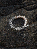 Sugar-Cube White Crystal Pearl Bracelet — freshwater pearl & white crystal rhombus cube & S925 Sterling Silver | SENLORE