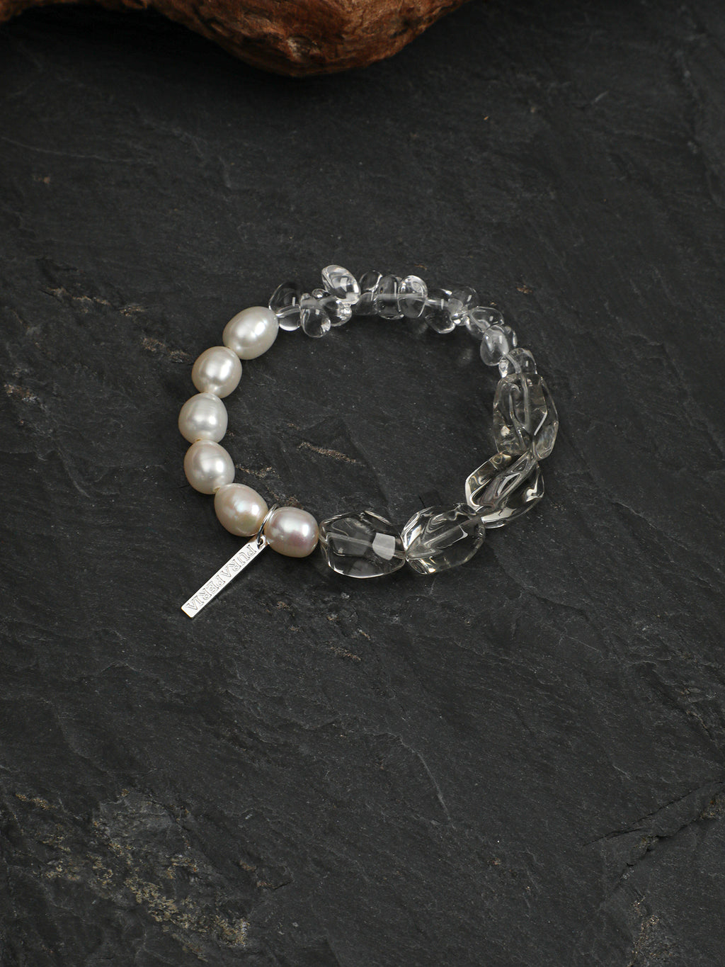 White Moonlight Crystal Bracelet — white seed beads, green quartz freeform nuggets... | SENLORE