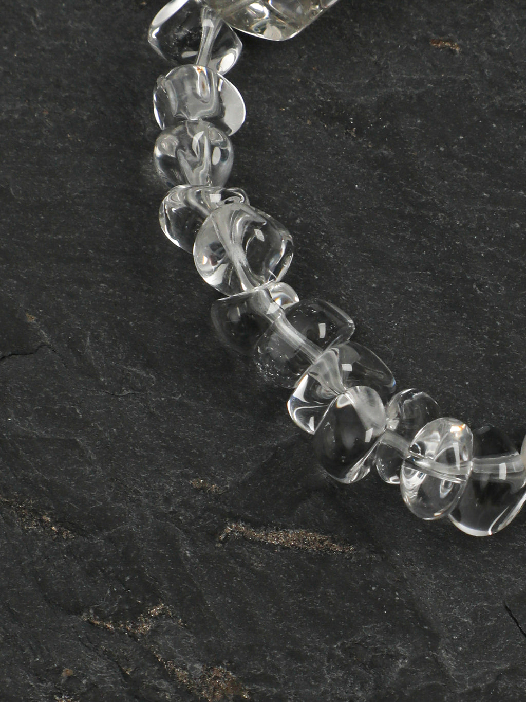 White Moonlight Crystal Bracelet — white seed beads, green quartz freeform nuggets... | SENLORE