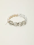 White Moonlight Crystal Bracelet — white seed beads, green quartz freeform nuggets... | SENLORE