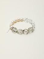 White Moonlight Crystal Bracelet — white seed beads, green quartz freeform nuggets... | SENLORE