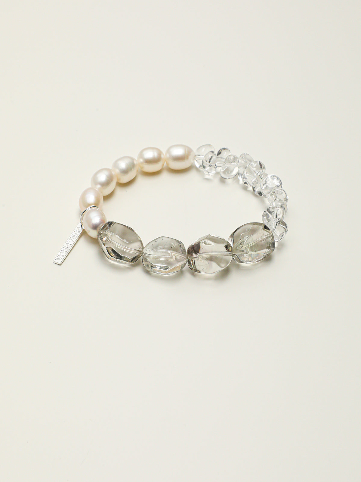 White Moonlight Crystal Bracelet — white seed beads, green quartz freeform nuggets... | SENLORE