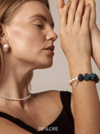 Blue Apatite Freeform Pearl Bracelet — freshwater pearl, blue apatite freeform, sterling si... | PuraPerla