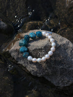 Blue Apatite Freeform Pearl Bracelet — freshwater pearl, blue apatite freeform, sterling si... | PuraPerla