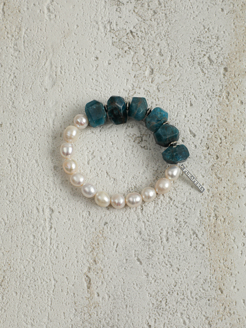 Blue Apatite Freeform Pearl Bracelet — freshwater pearl, blue apatite freeform, sterling si... | PuraPerla